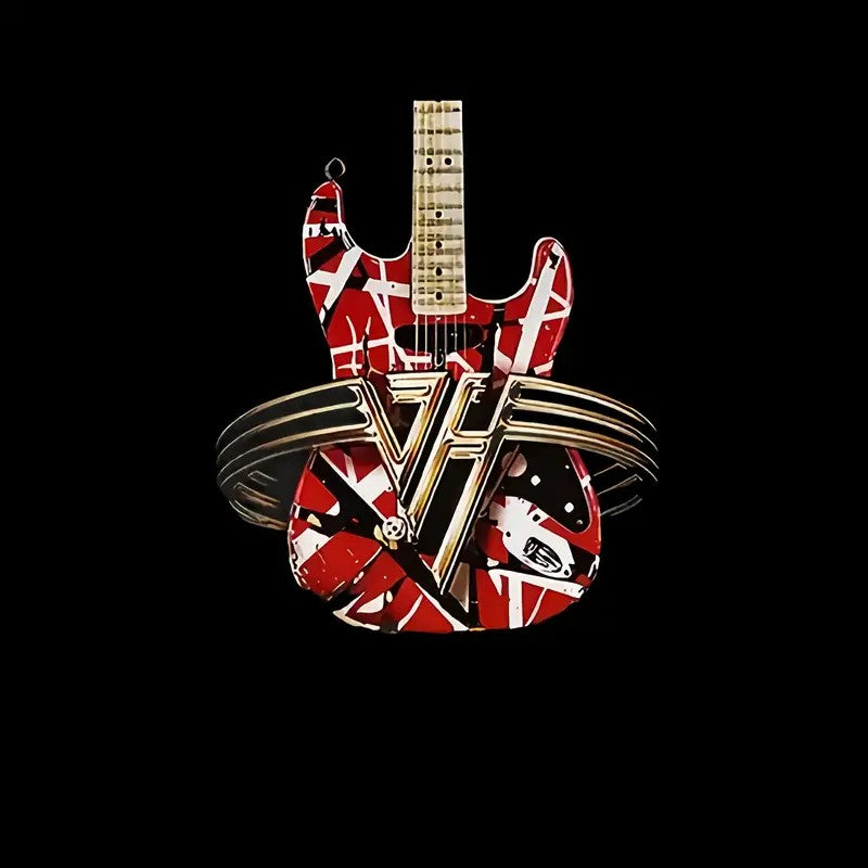 Rock Legend Guitar Tee – Striped Electric Guitar Graphic