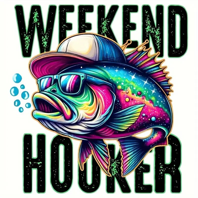Weekend Hooker – Neon Fish Graphic Fishing Tee