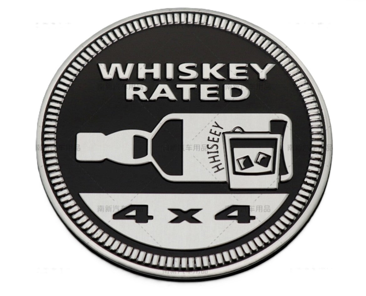 Whiskey Rated 4x4 Badge – For Drivers Who Like Their Trails Smooth and Their Drinks Strong