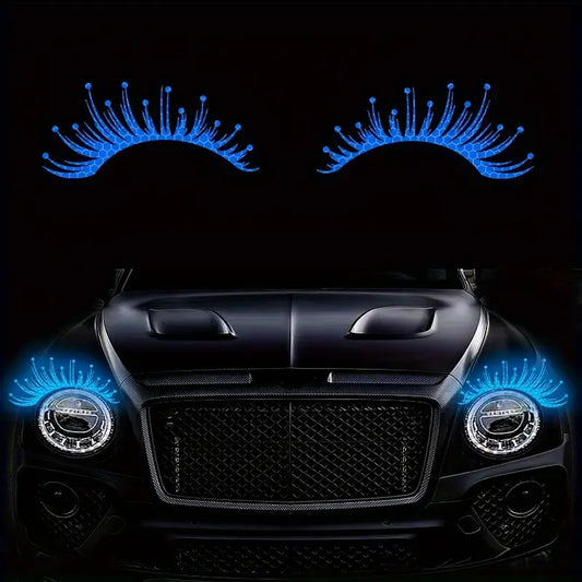 "Sparkle & Shine - Blue Reflective Eyelash Decals for Jeep Wrangler & Gladiator! 🌟👀"