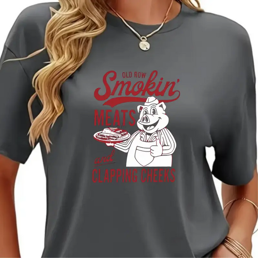 Old Row Smokin’ Meats – Funny BBQ Chef Pig Tee