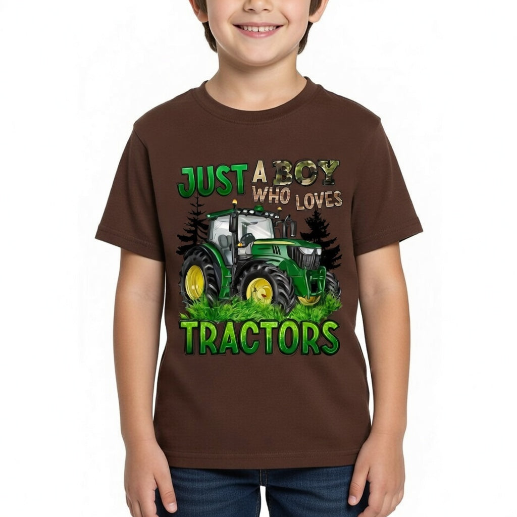 Just a Boy Who Loves Tractors – Kids’ Tractor Graphic Tee