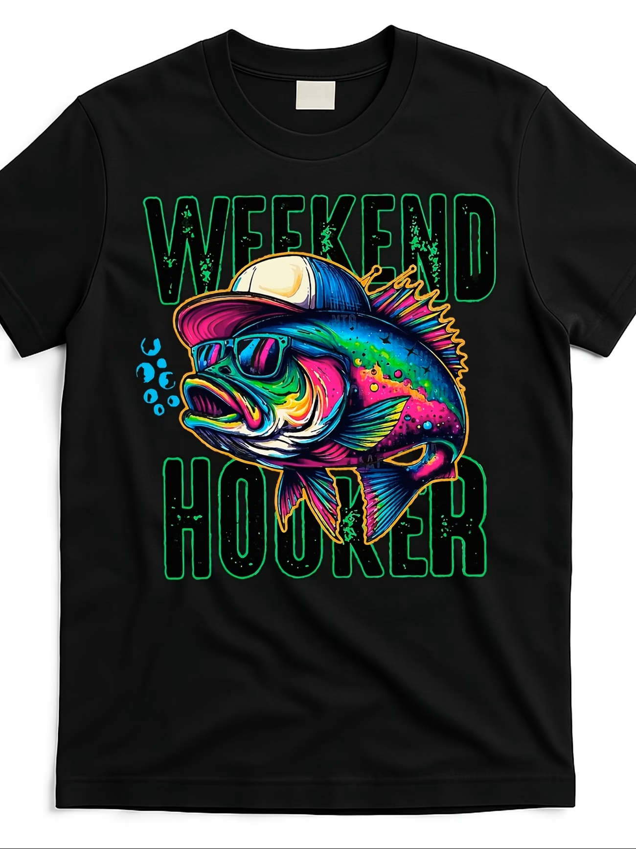 Weekend Hooker – Neon Fish Graphic Fishing Tee