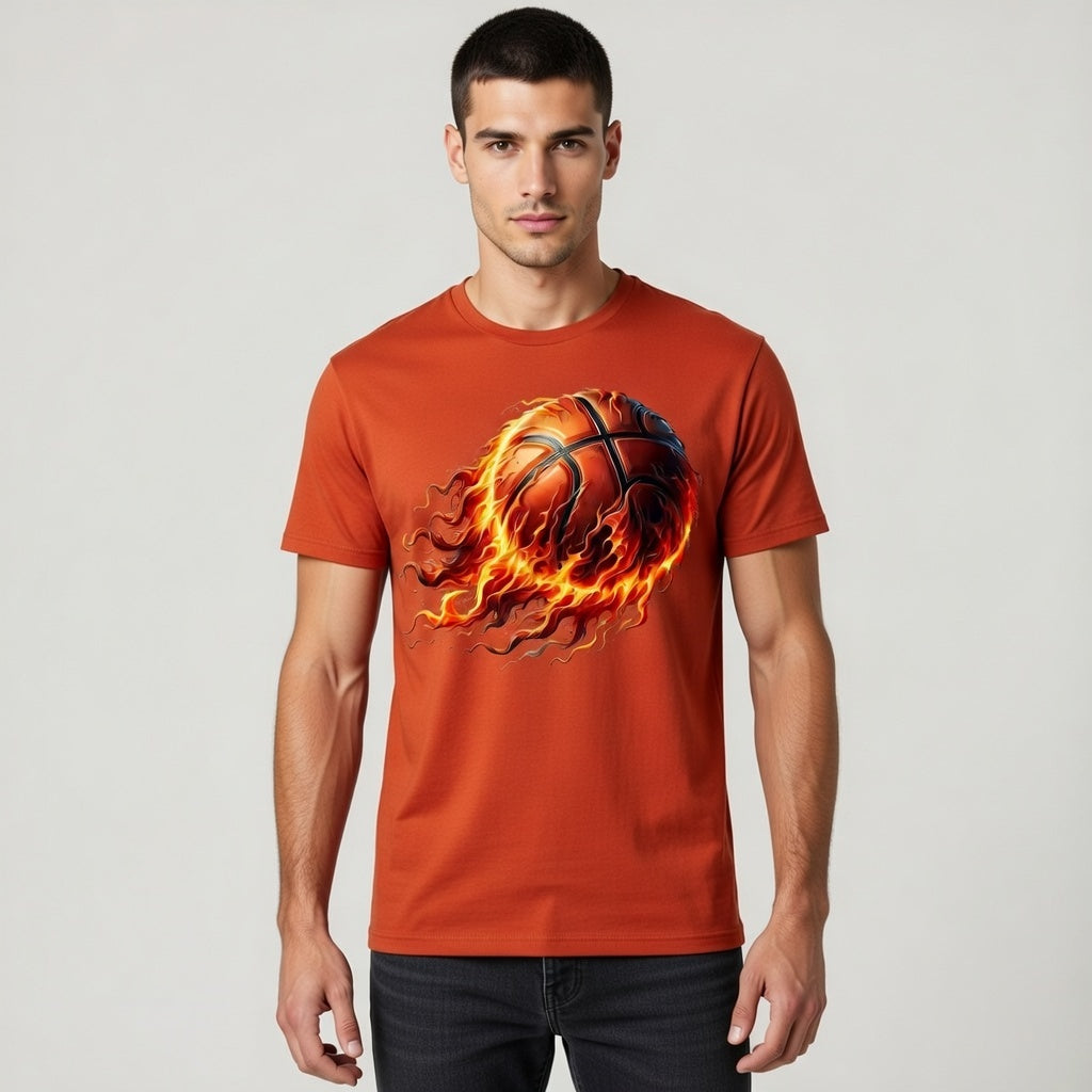 Flaming Basketball – High‑Energy Sports Graphic Tee