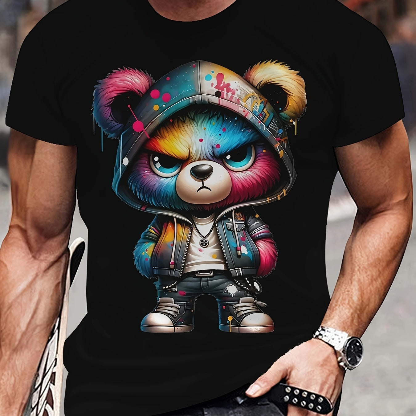 Urban Graffiti Bear – Streetwear Graphic Tee
