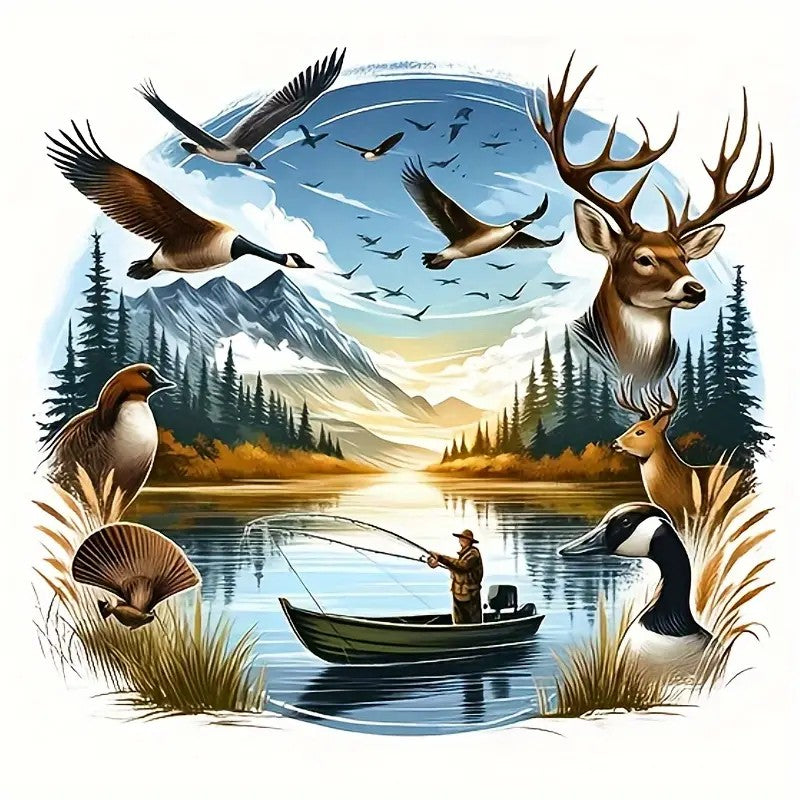 Wilderness Fishing Scene – Wildlife & Lake Adventure Tee
