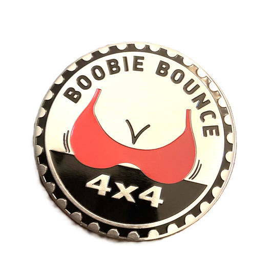 Boobie Bounce 4x4 Badge –For Drivers Who Like Their Off‑Roading With a Sense of Humor