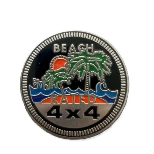"Beach Rated 4x4 Adventure Badge - Perfect for Off-Road Enthusiasts!"