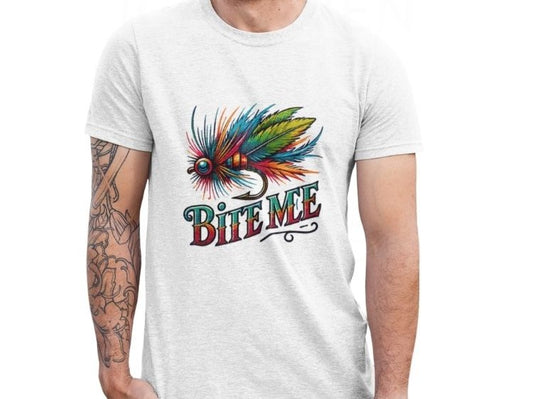 Bite Me – Colorful Fishing Fly Graphic Tee