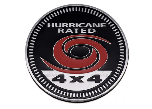 Hurricane Rated 4x4 Emblem Badge Decal – Metal Car Truck SUV Sticker Black Red