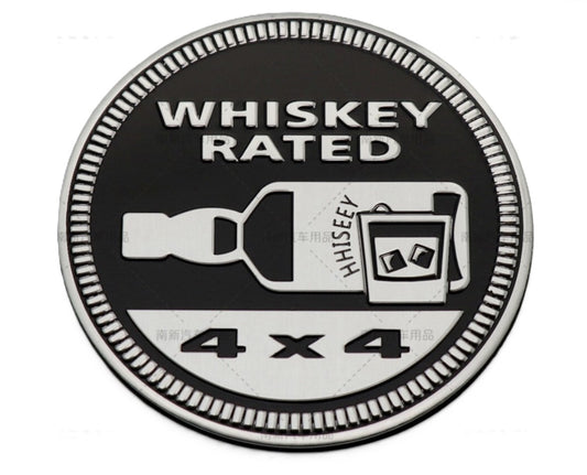 Whiskey Rated 4x4 Badge – For Drivers Who Like Their Trails Smooth and Their Drinks Strong