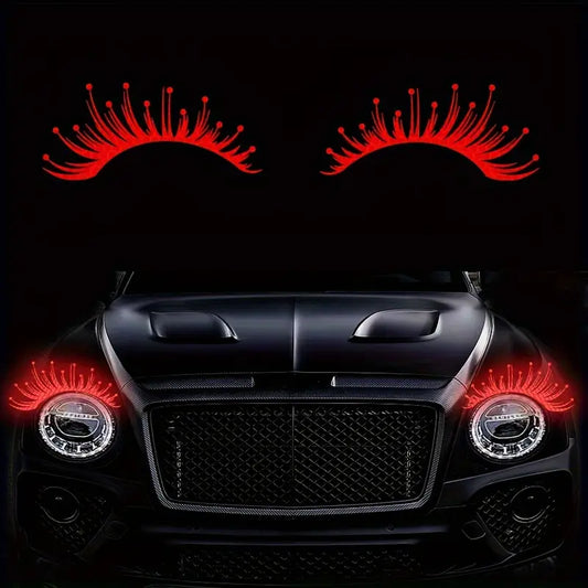 "Flirty Red Reflective Eyelash Decals for Jeep Wrangler & Gladiator! 💋✨"