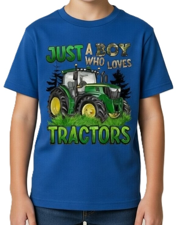 Just a Boy Who Loves Tractors – Kids’ Tractor Graphic Tee