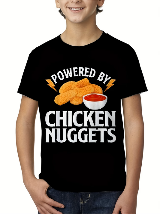 Powered By Chicken Nuggets – Funny Foodie Graphic Tee