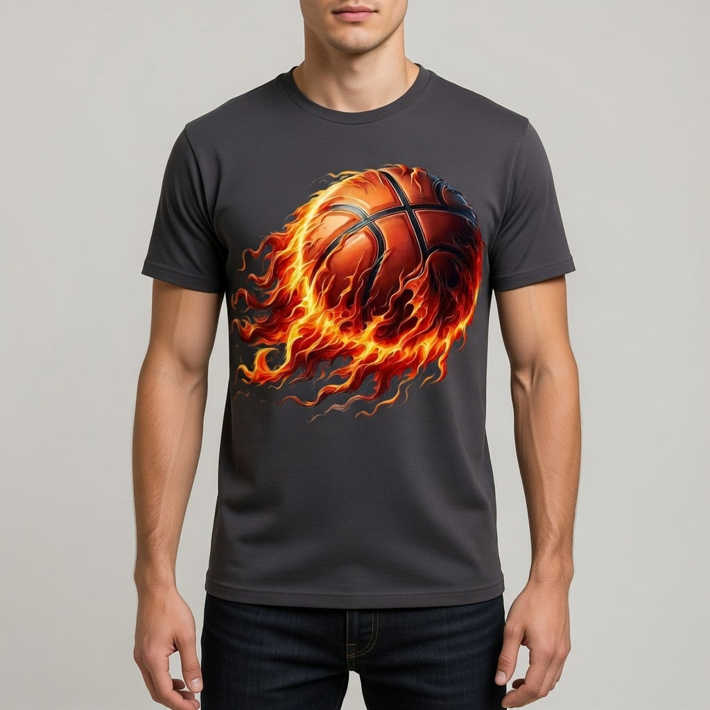 Flaming Basketball – High‑Energy Sports Graphic Tee