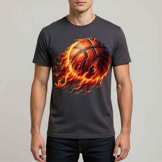 Flaming Basketball – High‑Energy Sports Graphic Tee